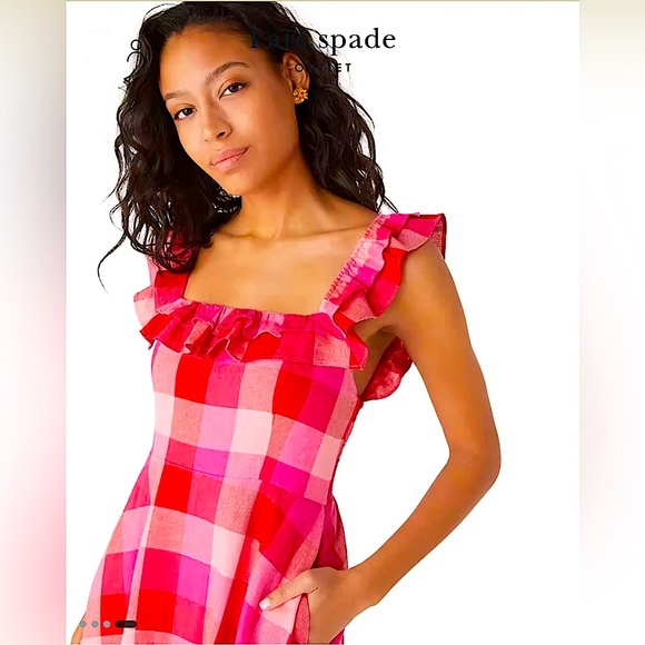 KATE SPADE ♠️ Picnic Woven Ruffle Midi Dress - Picture 6 of 12